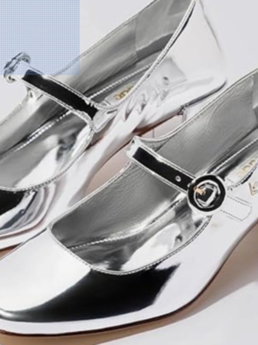 Larroudé Blair Block Heels in Silver Specchio Sz 6.5 handmade in Brazil